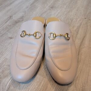 Gucci Cream Mules with Gold Detail
